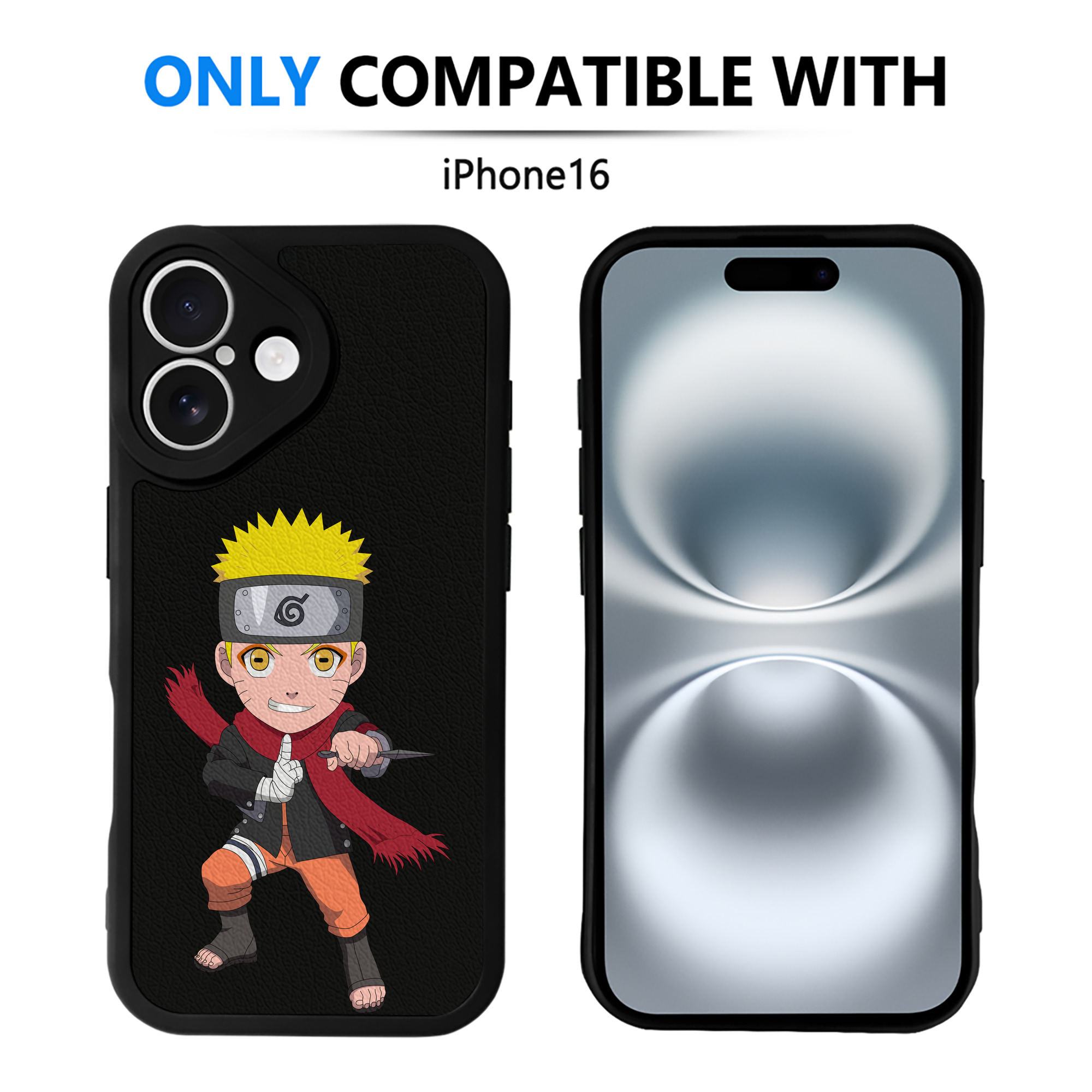 （画像用） NARUTO -ナルト- うずまき ナルト Uzumaki Naruto 【iPhone 16シリーズ対応】シリコンスマホケース（レザー調） 材質：シリコン